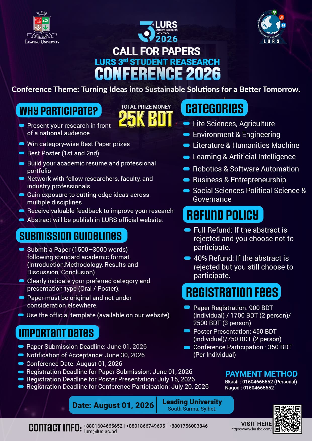 LURS 3rd Student Research Conference 2026 poster